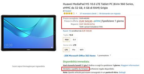 Offerte Amazon: Huawei MediaPad M5 e M3 Lite in offerta a prezzi scontati Offerte Amazon: Huawei MediaPad M5 e M3 Lite in offerta a prezzi scontati