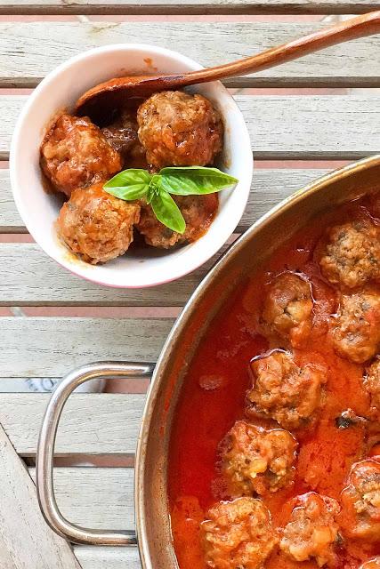 Polpettine di vitellone con melanzane affumicate Polpettine di vitellone con melanzane affumicate