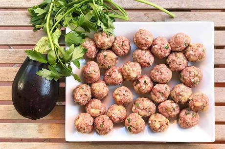 Polpettine di vitellone con melanzane affumicate Polpettine di vitellone con melanzane affumicate