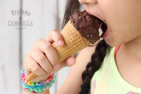 Cono palla fatto in casa – con finto gelato stracciatella Ricetta gelato confezionato