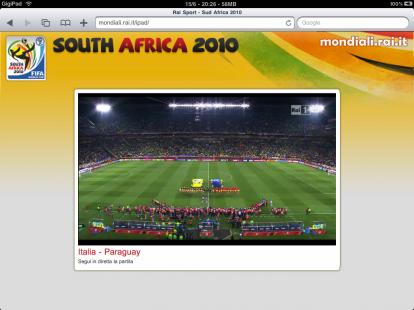 Guardare i Mondiali di Calcio 2010 direttamente da iPad