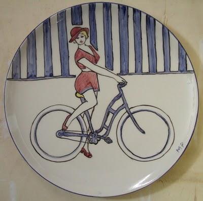 Donne e biciclette in stile art deco