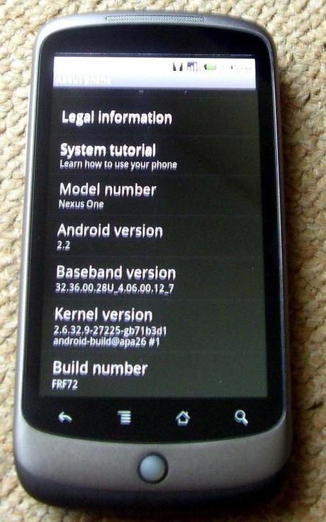 Aggiornamento Nexus One firmware FRF72