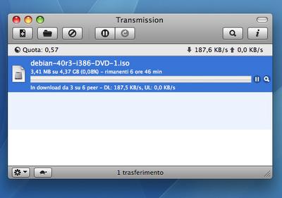 Transmission utilizza una quantità di risorse ridotta rispetto a molti altri client BitTorrent.