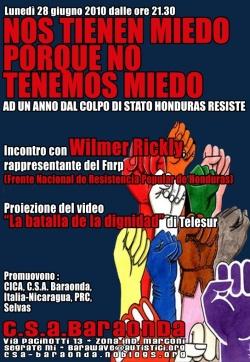 Evento a Milano: a un anno dal golpe in Honduras