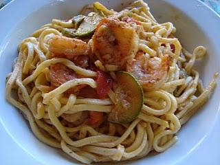 Spaghetti alla chitarra con gamberi e ginseng