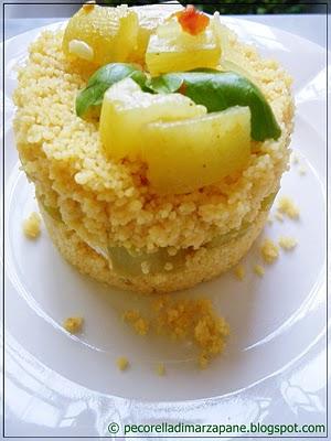 Tortino di couscous con zucchina lunga e cuore di robiola