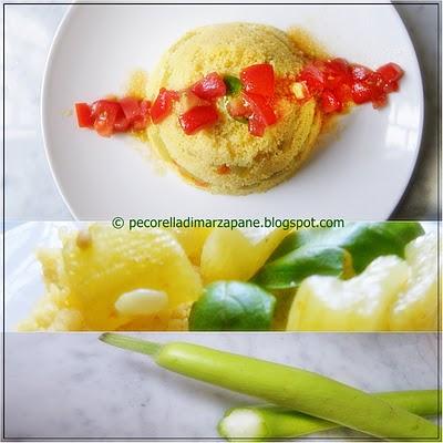 Tortino di couscous con zucchina lunga e cuore di robiola