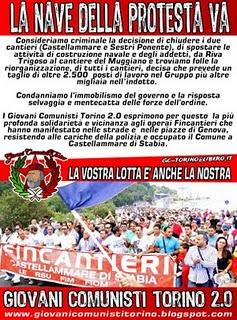 Fincantieri, la nave della protesta va