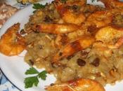 Mazzancolle gamberi letto cipolle uvetta