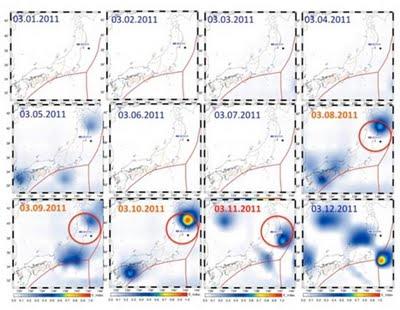 Gli scienziati dicono che l'atmosfera sopra l'epicentro del terremoto giapponese si scaldò 'rapidamente' giorni prima del disastro