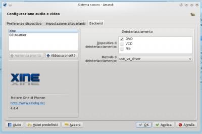 Configurazione Beckend Xine di Amarok