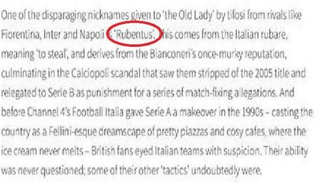 Manchester, sul sito “Rubentus” al posto di Juventus: “Deriva dalla torbida reputazione” Manchester, sul sito “Rubentus” al posto di Juventus: “Deriva dalla torbida reputazione”