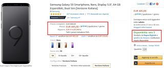 Samsung Galaxy S9 in offerta spedito da Amazon a 485 euro Samsung Galaxy S9 in offerta spedito da Amazon a 485 euro