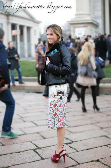 Crimson petals - Outside Cavalli fashion show, Milan February 2011