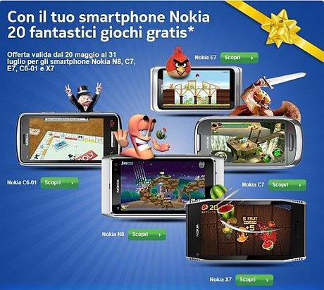 RegaliNokia Nokia regala 20 giochi ai possessori di smartphone Symbian^3