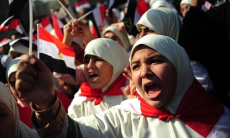 le donne egiziane che protestavano in piazza Tahrir