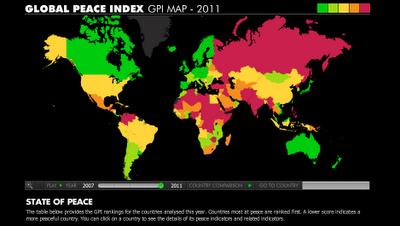 Global peace index - indice della pace nel mondo: una mappa interattiva