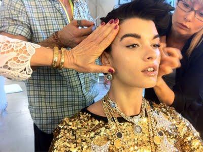 Crystal Renn in Dolce & Gabbana for Vogue Japan...shooting in progress