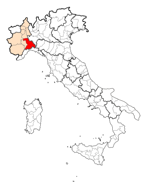 Map of the Provincia of Alessandria.