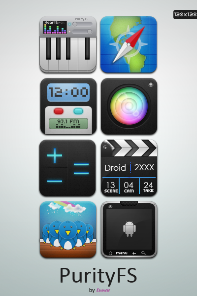 purityfs hd by lunardx d3ezqtl Icon Pack #7 per Android, PurityFS HD