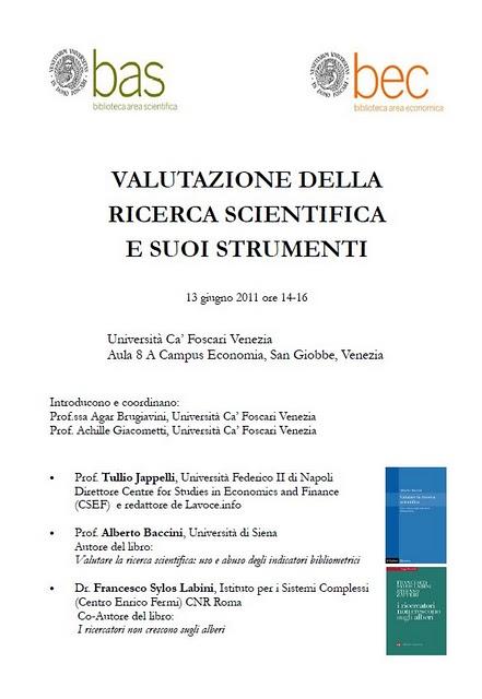 VALUTAZIONE DELLA RICERCA SCIENTIFICA E SUOI STRUMENTI