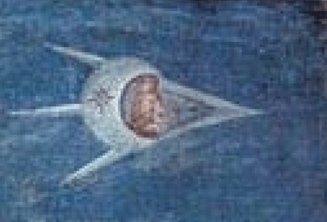 Nella crocefissione del Monastero di Visoki Decani, non ci sono UFO solo simboli cristiani Nella crocefissione del Monastero di Visoki Decani, non ci sono UFO solo simboli cristiani