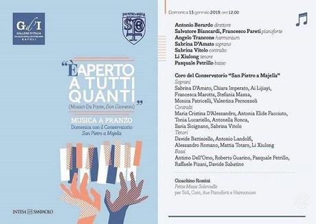 Musica a pranzo a Palazzo Zevallos: ingresso gratuito Conservatorio