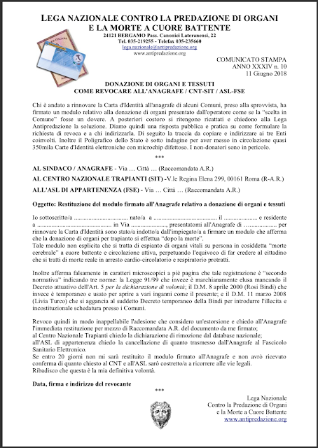 DONAZIONE ORGANI O PREDAZIONE? COME FERMARE TUTTO QUESTO DONAZIONE ORGANI O PREDAZIONE? COME FERMARE TUTTO QUESTO
