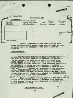 I sospetti dell’FBI su Marylin Monroe I sospetti dell’FBI su Marylin Monroe