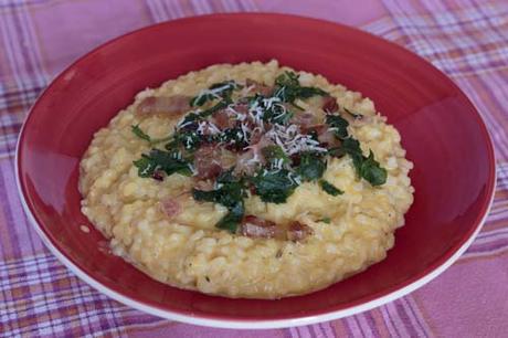 Risotto con pesto di zucca e pancetta Risotto con pesto di zucca e pancetta