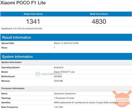 POCO F1 Lite con Snapadragon 660 avvistato su Geekbench poco f1 lite