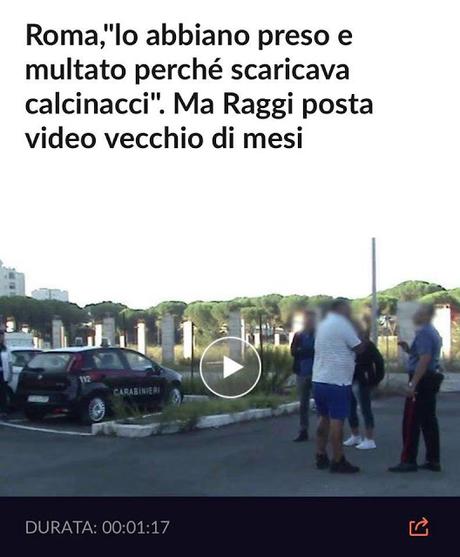 Raggi: “lo abbiamo preso!” Ma il video dell’’incivile è datato e non gestito dall’Amministrazione Raggi: “lo abbiamo preso!” Ma il video dell’’incivile è datato e non gestito dall’Amministrazione