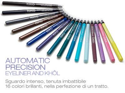 NOVITA' KIKO: Scopri i 16 colori di Automatic Precision Eyeliner and Khôl