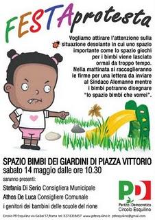 FESTA-PROTESTA PER L'AREA BIMBI DI PIAZZA VITTORIO