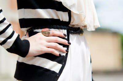 OUTFIT : WHITE DRESS+STRIPED CARDIGAN