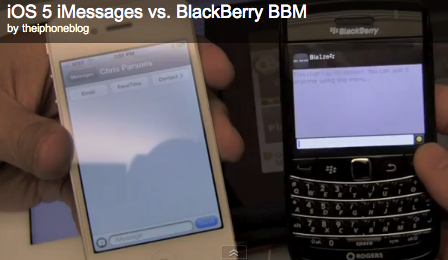 Videoconfronto tra iMessage (Apple) e BlackBerry Messanger