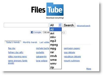 FilesTube: motore di ricerca per file condivisi