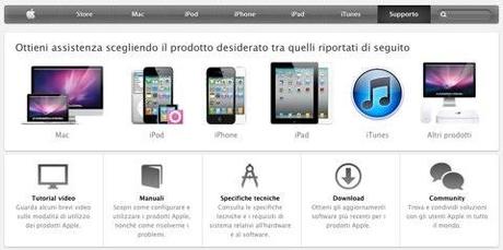 Nuovo look per la  sezione Supporto del suo sito Apple