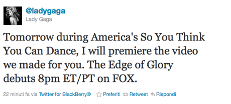 The Edge Of Glory: domani il video