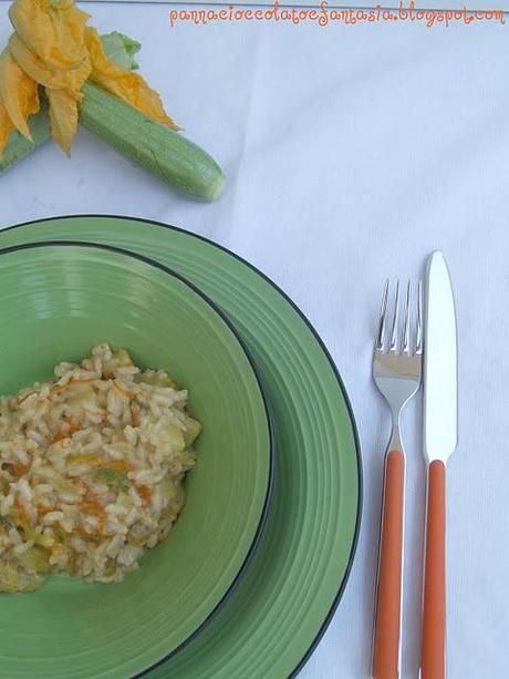 Risotto con fiori di zucca e zucchine