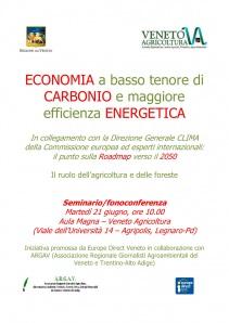 Come ridurre del 95% l’inquinamento da CO2 entro il 2050? Scopri la strategia europea al seminario del 21 giugno a Legnaro (Pd)