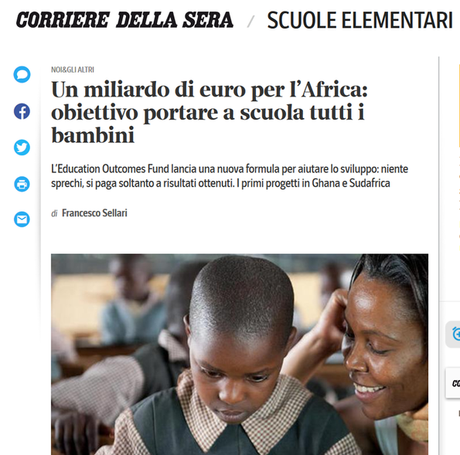 Un miliardo di euro per l’Africa: obiettivo portare a scuola tutti i bambini Un miliardo di euro per l’Africa: obiettivo portare a scuola tutti i bambini