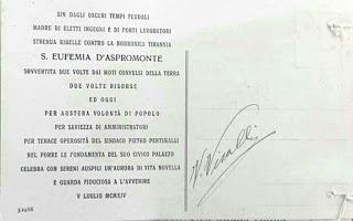 5 luglio 1914: il discorso di Pietro Pentimalli per la posa della prima pietra del palazzo municipale di Sant’Eufemia d’Aspromonte 5 luglio 1914: il discorso di Pietro Pentimalli per la posa della prima pietra del palazzo municipale di Sant’Eufemia d’Aspromonte