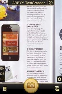 TextGrabber, per acquisire porzioni di testo da riviste,libri e documenti.