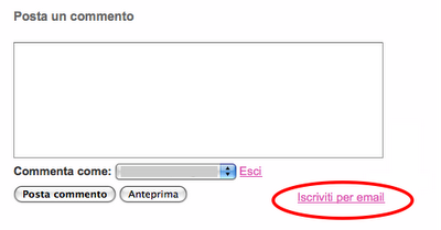Info: iscrizione mail ai post del blog