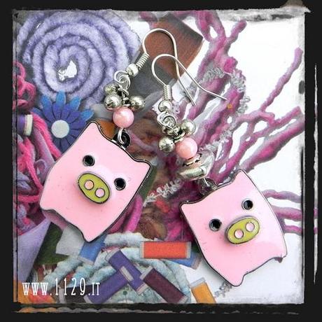 MDPIGG orecchini rosa maialino piggy pink earrings 1129