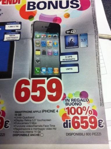 Volantino UniEuro: in  Offerta iPhone 4 !!!!!