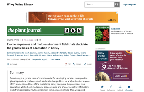 Orzo e climate change: il cereale forte ed evoluto che può crescere ovunque the plant journal