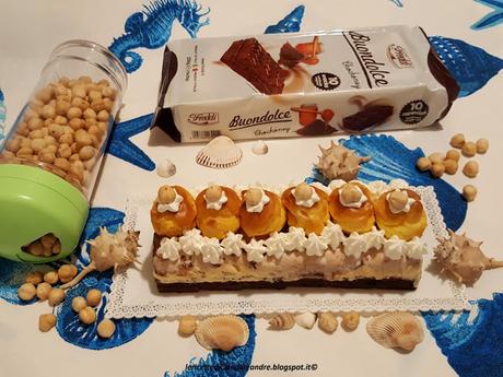 Mattonella Buondolce con gelato alla crema, nocciola e bigne Mattonella Buondolce con gelato alla crema, nocciola e bigne